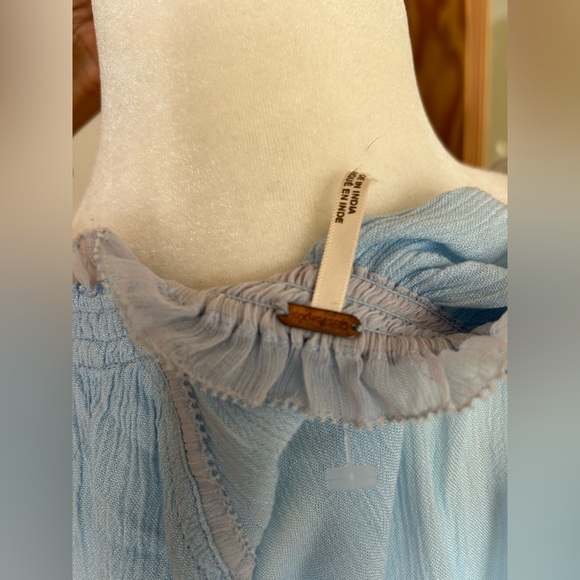 Free People Peasant Boho Tie Neck Blouse size small - Picture 6 of 9